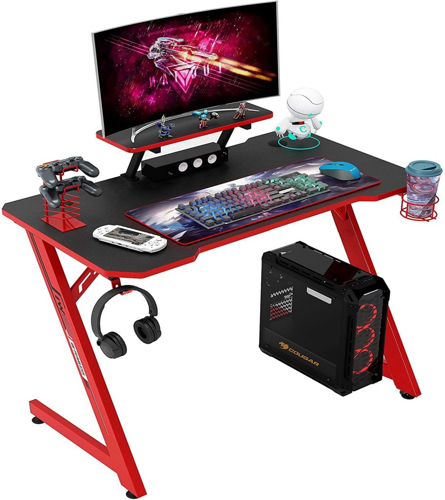IntimaTe mesa gamer negra y roja escritorio gaming negro rojo
