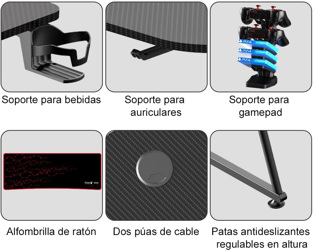 Accesorios en escritorio gaming de esquina