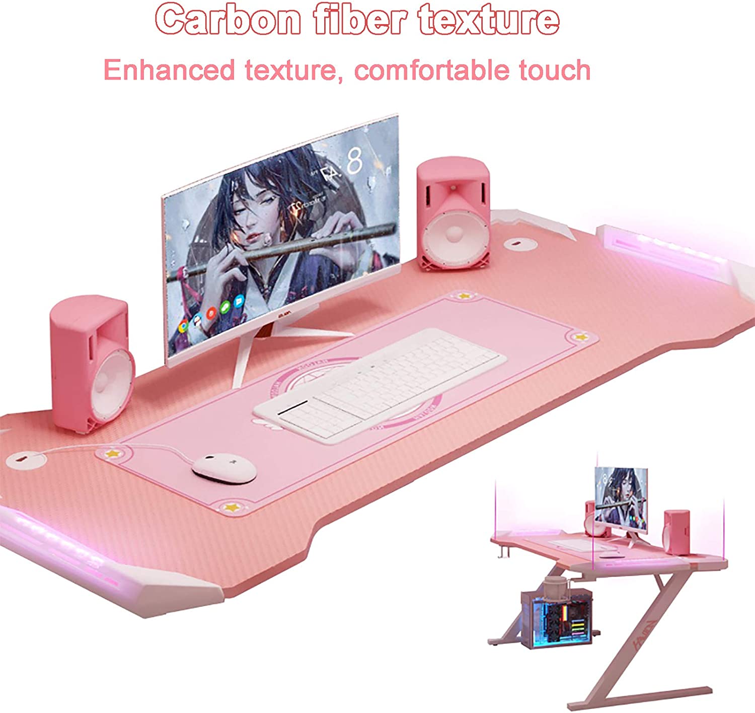 comprar escritorio rosado gamer profesional